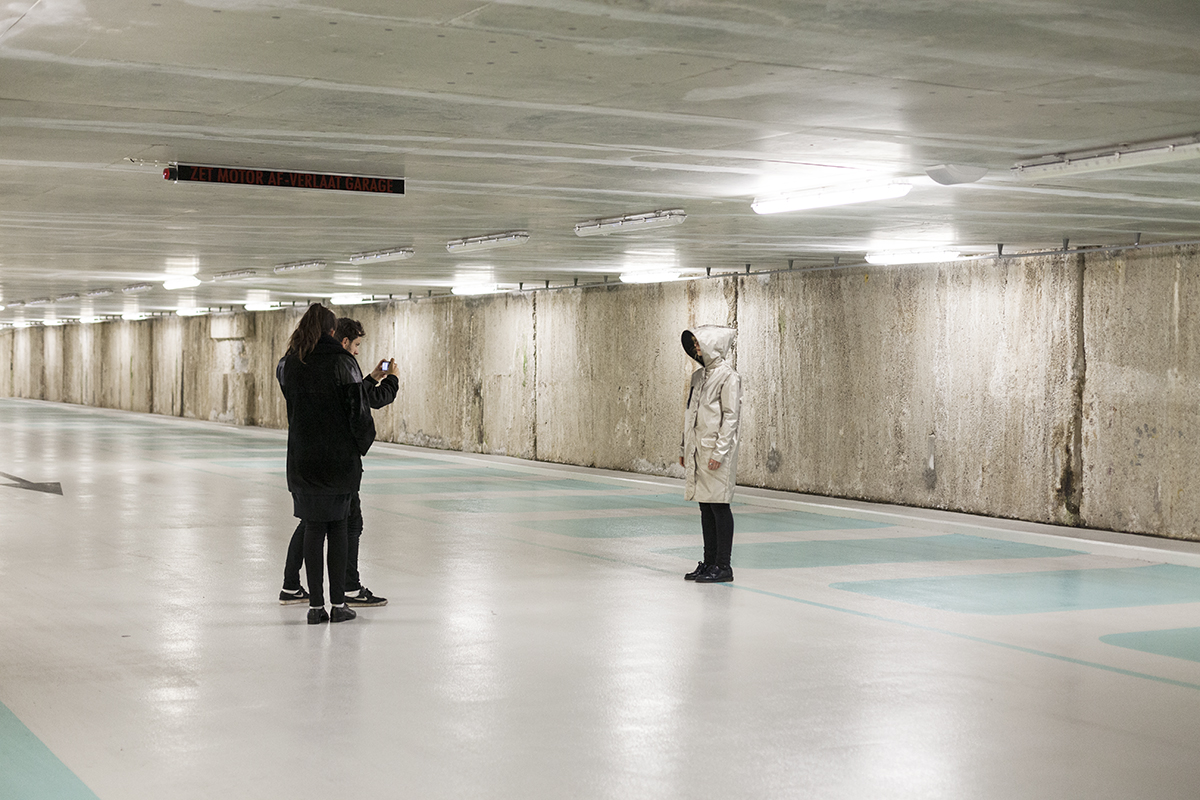 Marcha and Leon testing a location with model